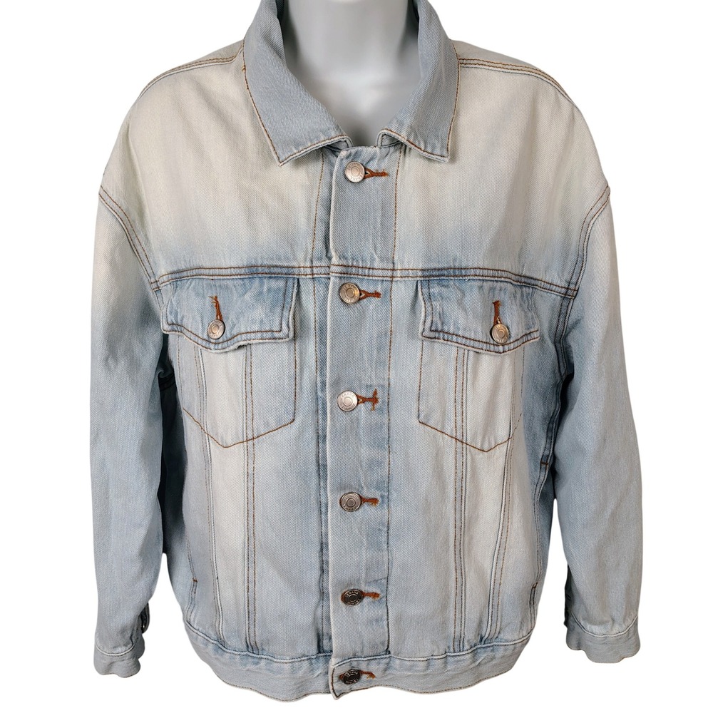 Zenana Womens S Denim Jacket Light Wash Ombre Cotton Streetwear grunge rock